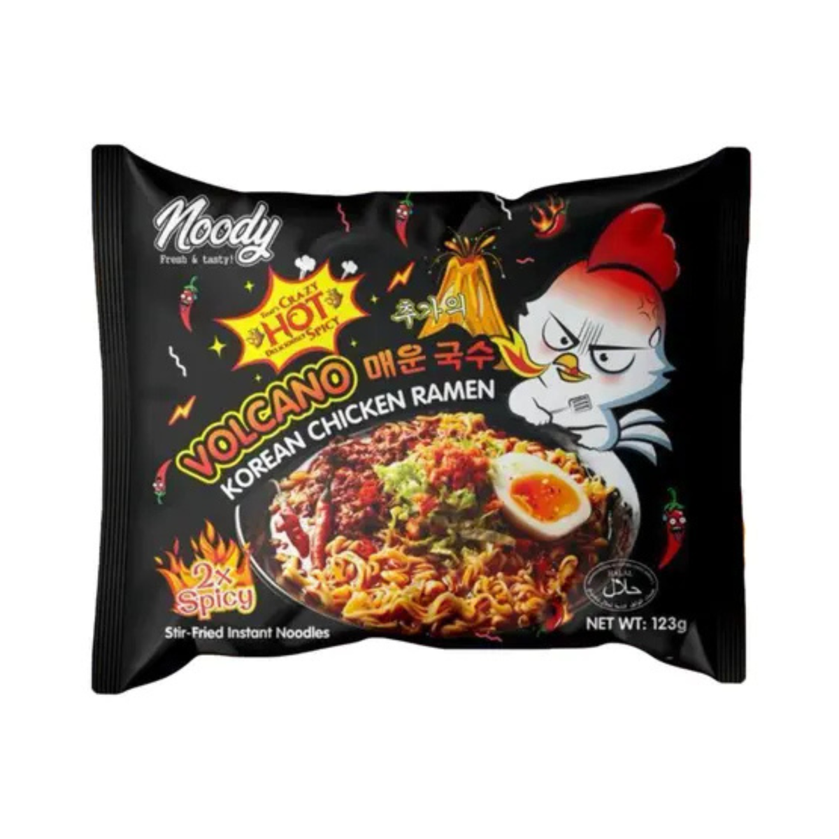 noodi 2x hot & spicy instant noodles, 60-gram