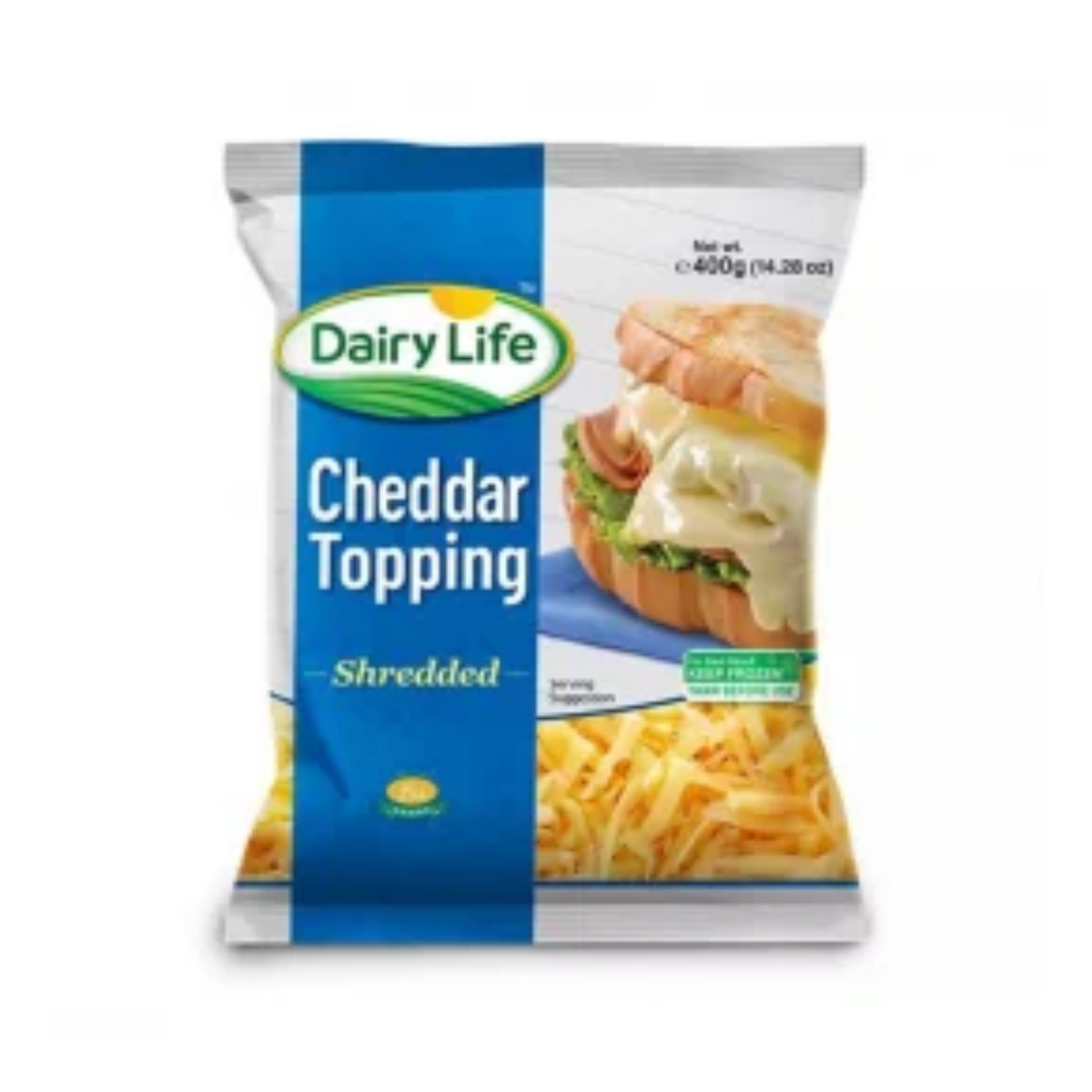 Dary life cheddar topping shredded 400g
