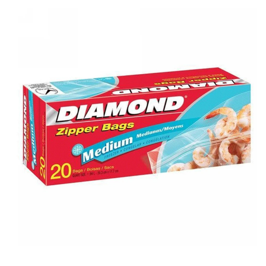 Diamond Zipper Bags Medium 20Count