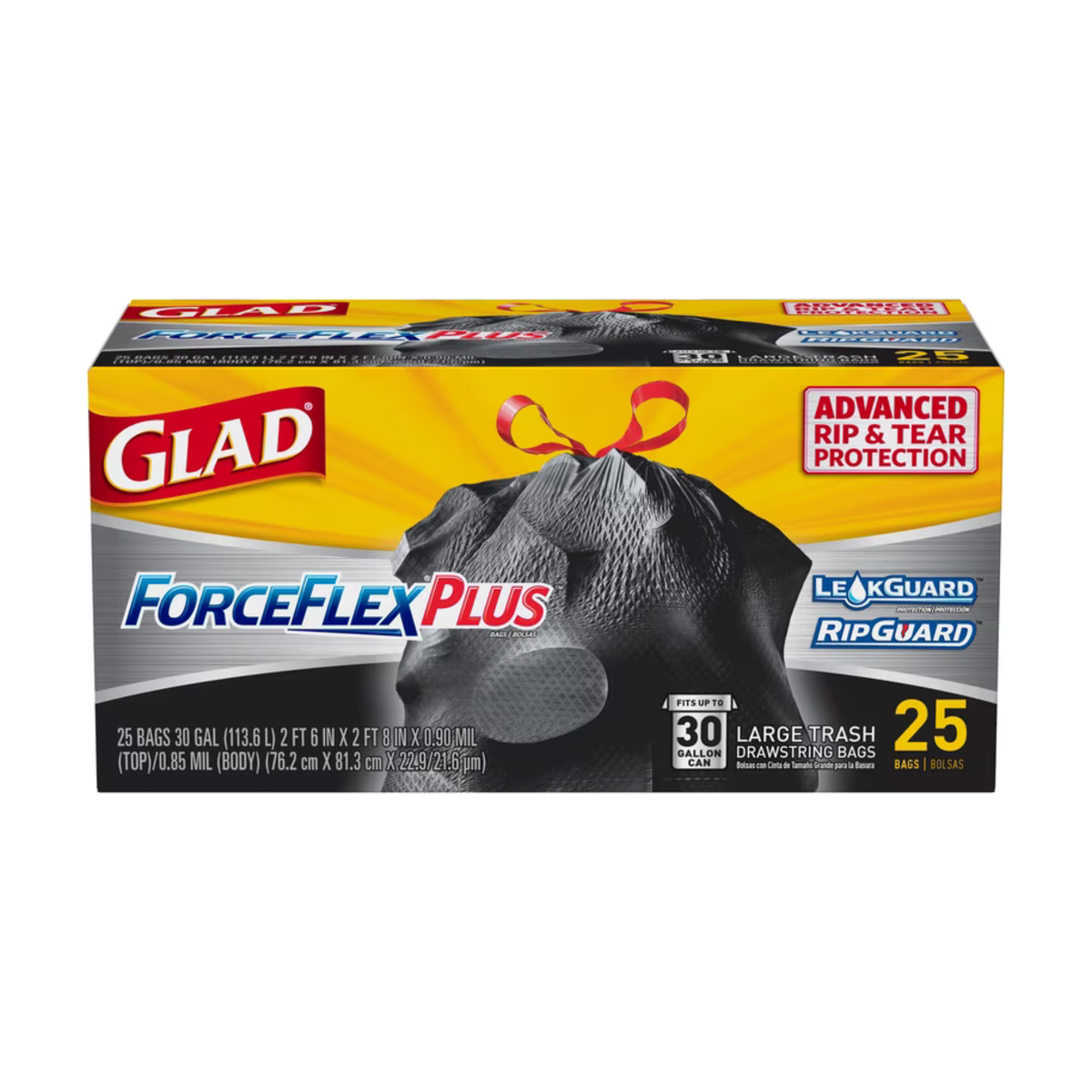Glad ForceFlexPlus Large Drawstring Trash 25Bags