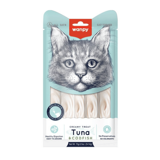Wanpy Creamy Traet Tuna Codfish Cat Food 70g