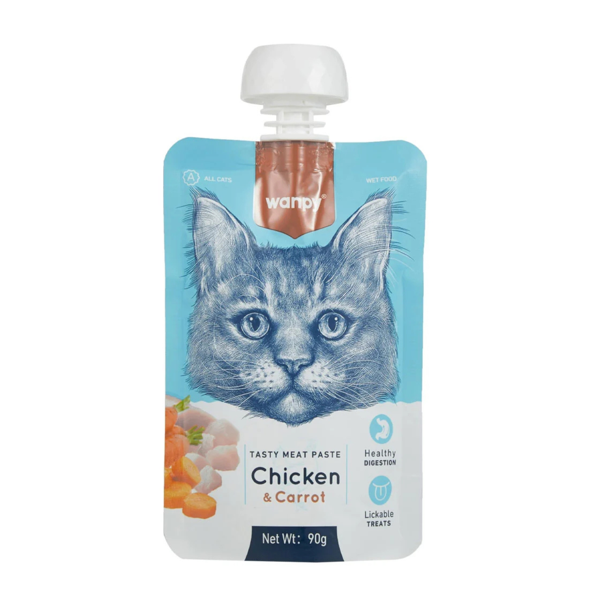 Wanpy Adult Cat Food Tasty Meat Paste Chicken Carrot 90