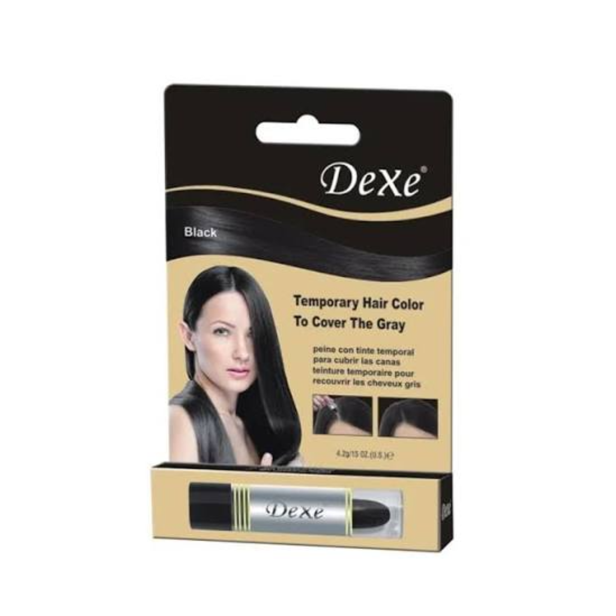 Dexe temporary hair color to conceal the gray