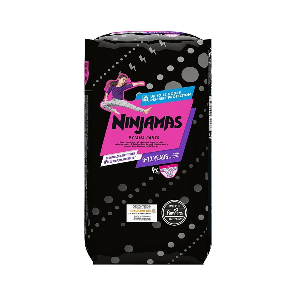 Pampers Ninjamas Pyjama Pants for Girls 8-12Y (27-43kg), 9pcs