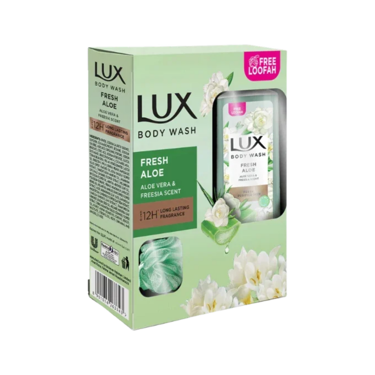 Lux Fresh Aloe 12H Fragrance Body Wash With Free Loofah