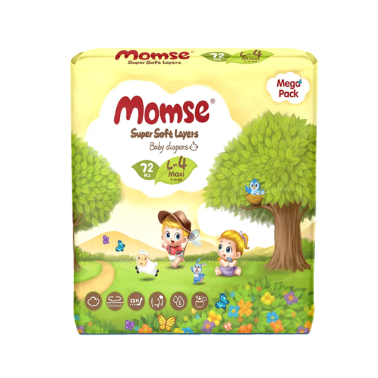 Momse Mega Baby Diapers Packet Size 4 Large 72 Pieces