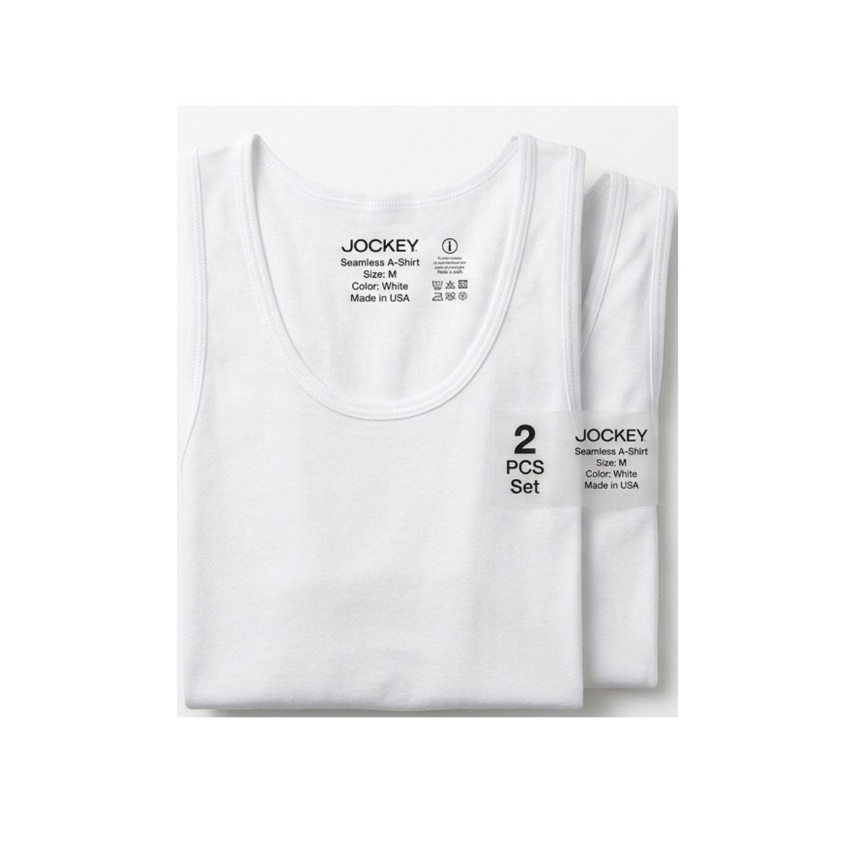 Jockey Seamless A-Shirt Size M Color White 2 PCS Set