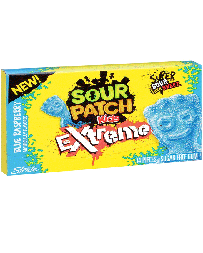 Sour Patch Kids Extreme Blue Raspberry Sugar Free Gum