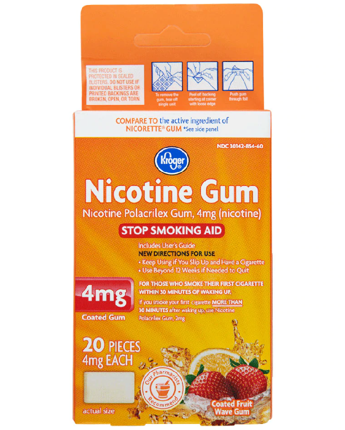 Kroger Nicotine Fruit Gum 4mg 20 Pieces