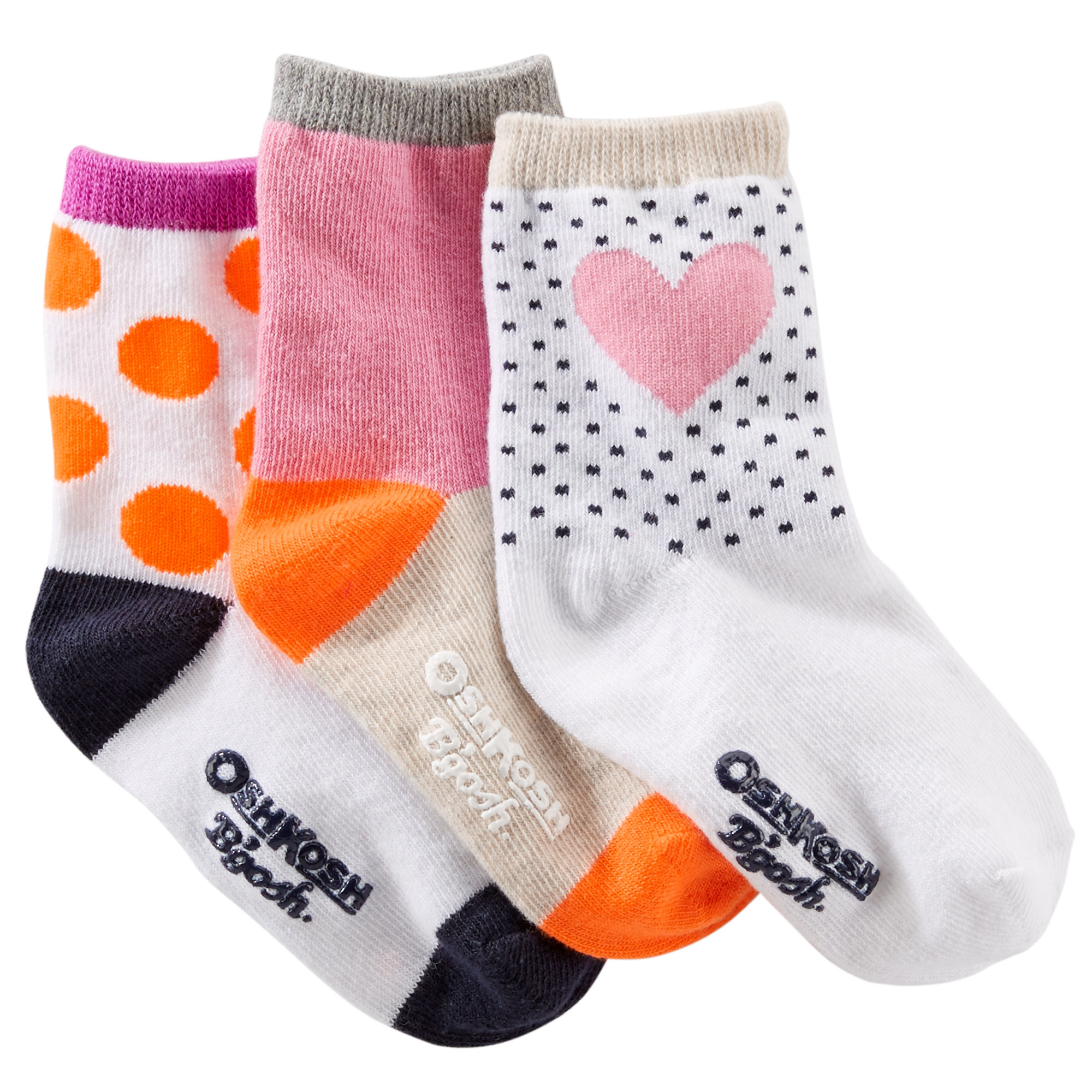 OshKosh Bgosh Girl 3-Pack Heart Crew Socks Multi