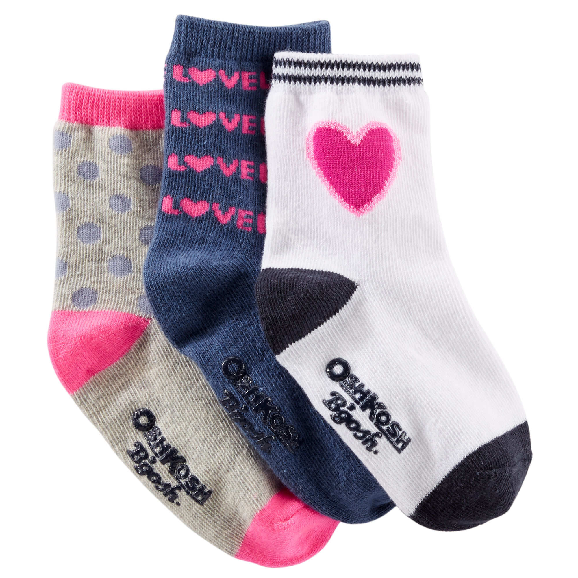 OshKosh Bgosh Girl 3-Pack Heart Crew Socks Multi