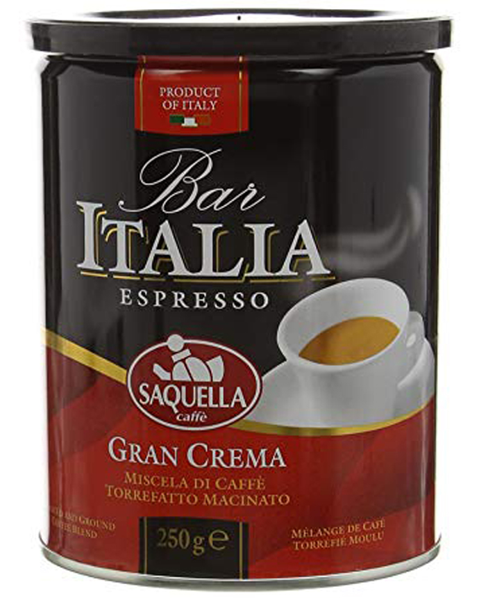 Saquella Espresso Coffee Bar Italia Gran Crema Tin 250g 