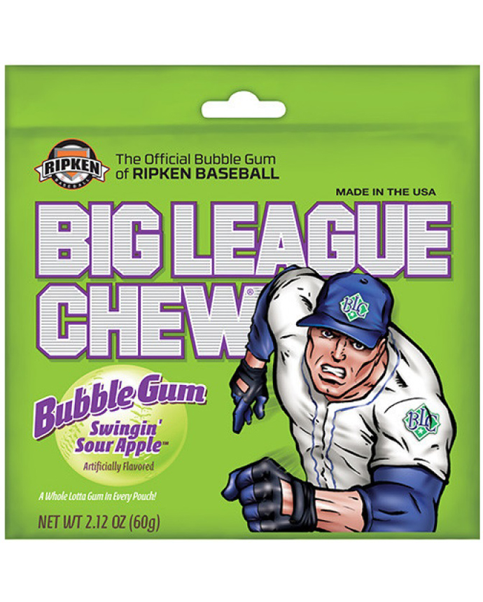 Big League Chew Pouch Sour Apple Bubble Gum