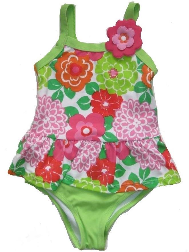 Gymboree Girl Swimsuit Floral Print Green