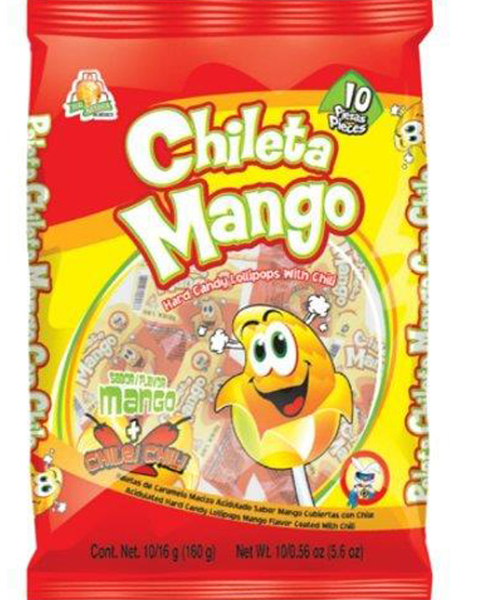 El Azteca Chileta Mango Hard Lollipops 