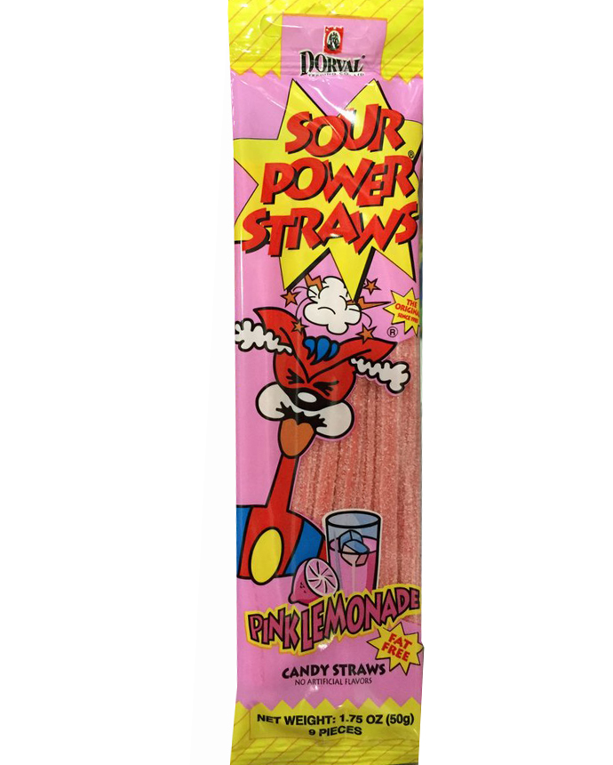 Dorval Sour Power Straws Pink Lemonade Candy
