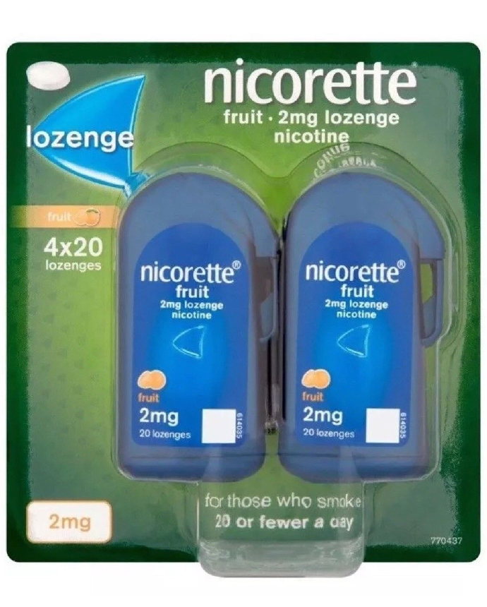 Nicorette 2mg Fruit Lozenge Nicotine 4 x 20 Lozenges