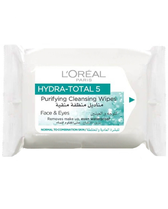 L'Oreal Hydra Total 5 Purifying Cleansing Face & Eyes 25 Cleansing Wipes