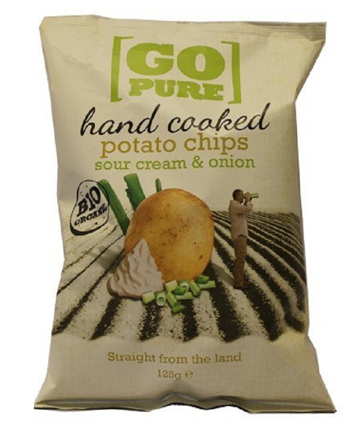 Go Pure Bio Organic Hand Cooked Chips Black Sour Cream & Onion