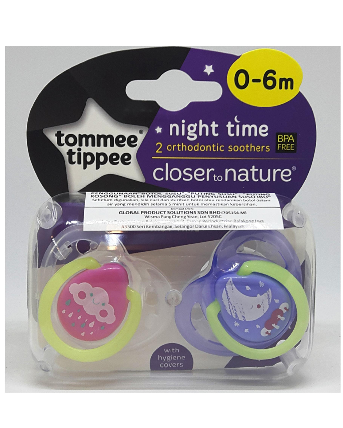 Tommee Tippee Night Time Soother 0-6m 2 Pack