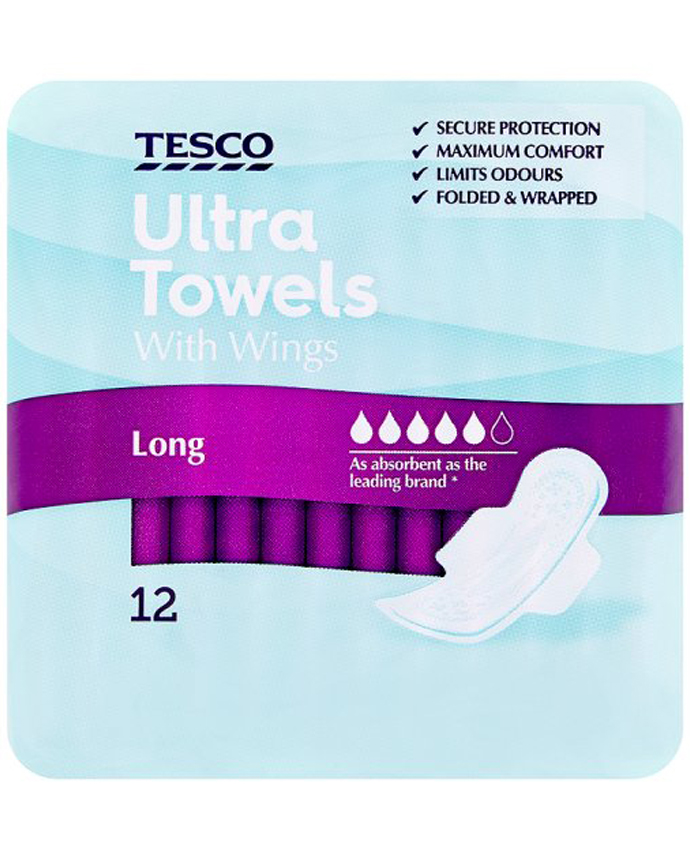 Tesco Ultra Super Wing Sanitary Towels 12 Pack