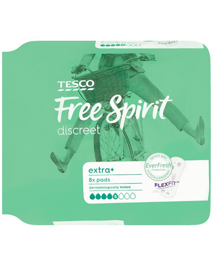 Tesco Free Spirit Discreet Extra Plus Pads 8 Pack 