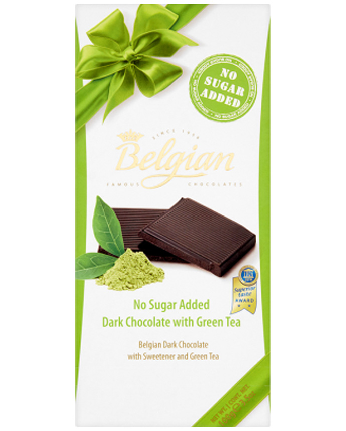 Belgian Dark Chocolate with Sweetener & Green Tea