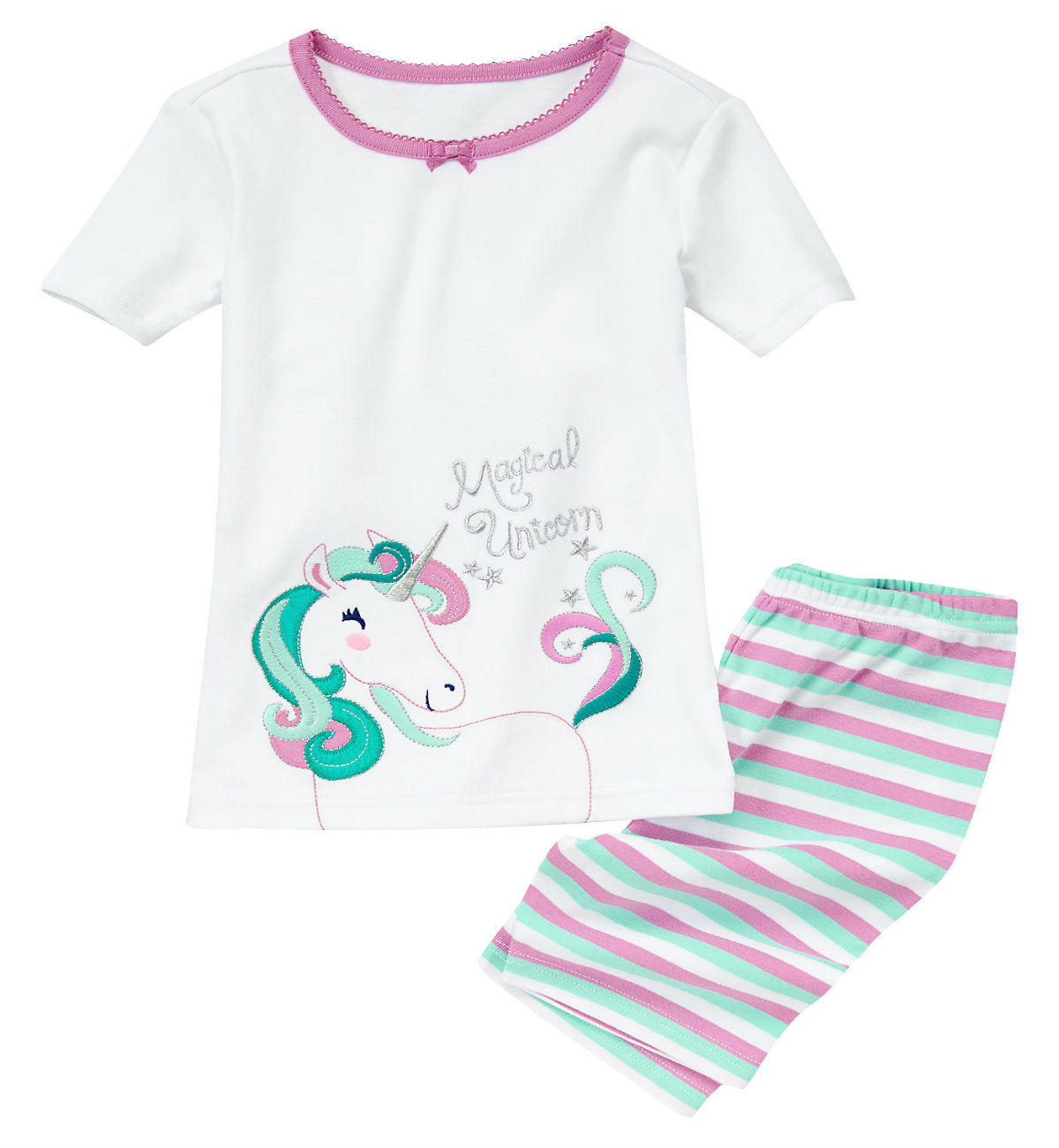 Gymboree Girl Gymmies Sleepwear Pajamas 2-piece Magical Unicorn White