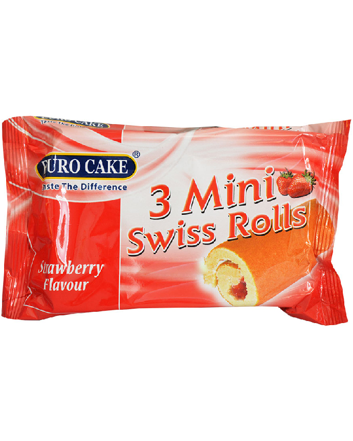 Euro Cake Strawberry 3 Mini Rolls