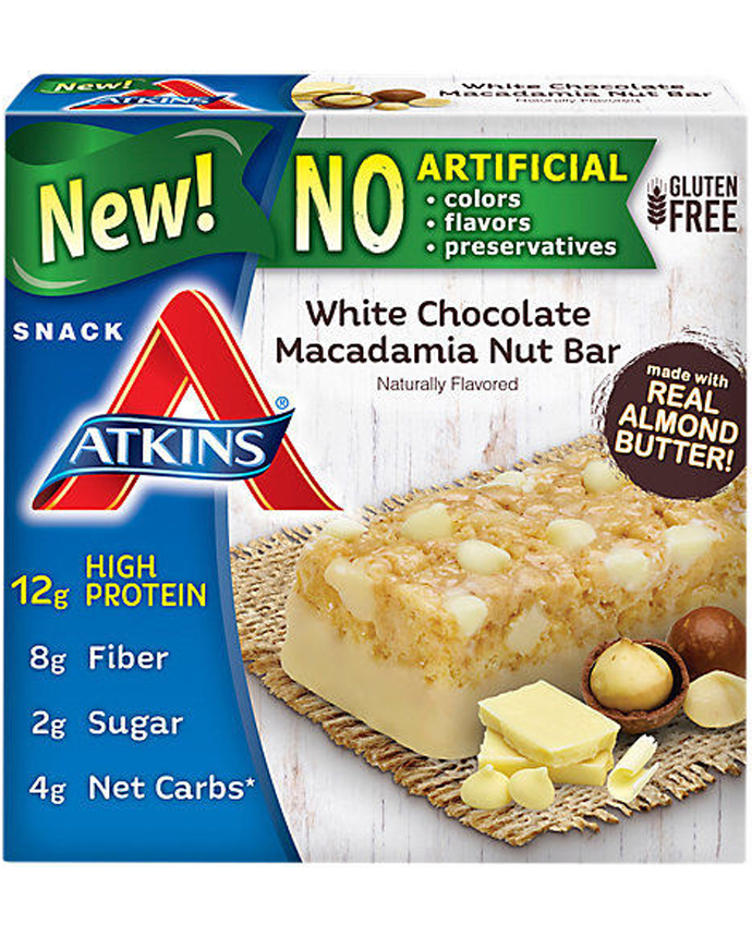 Atkins Gluten Free White Chocolate Macadamia Nut Snack Bar 200g