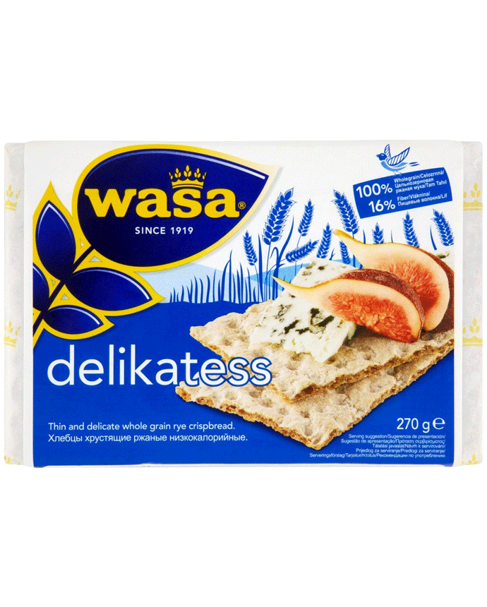 Wasa Delikatess Whole Grain Rye Crispbread Crackers