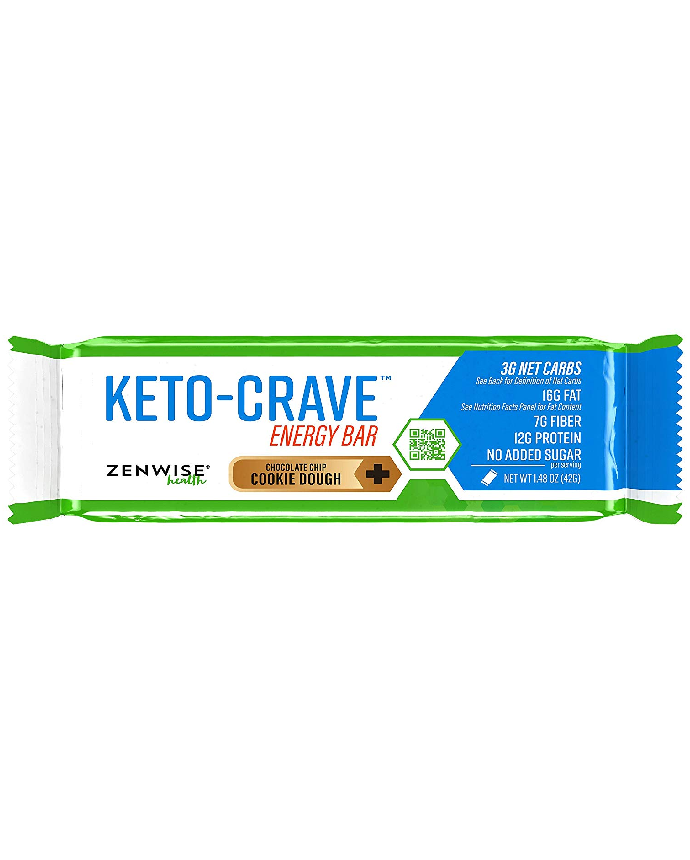 Zenwise Health Keto Crave Chocolate Chip Cookie Dough Energy Bar 42 Grams