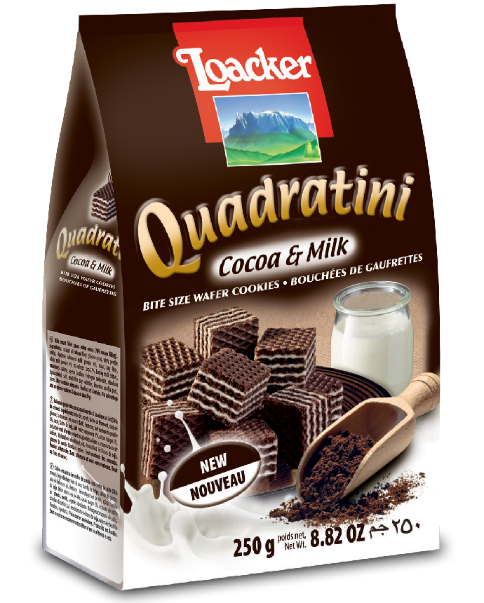 Loacker Quadratini Cocoa & Milk Wafer Cookies