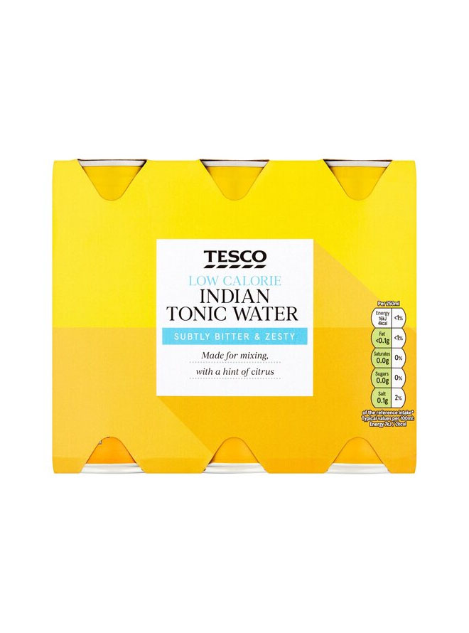 Tesco Low Calorie Indian Tonic Water Cans 6X250ml