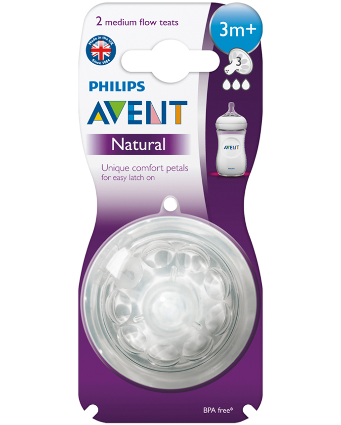 Philips Avent BPA Free Natural Medium Flow Nipples 3 Month