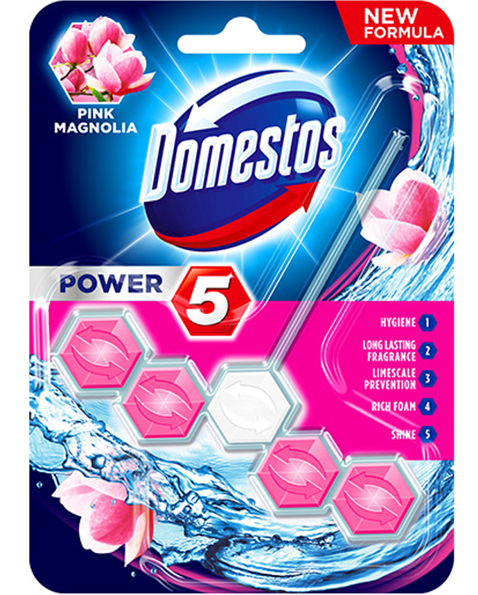 Domestos Toilet Cleaner Power Block Mangolia 5/ct 55g 