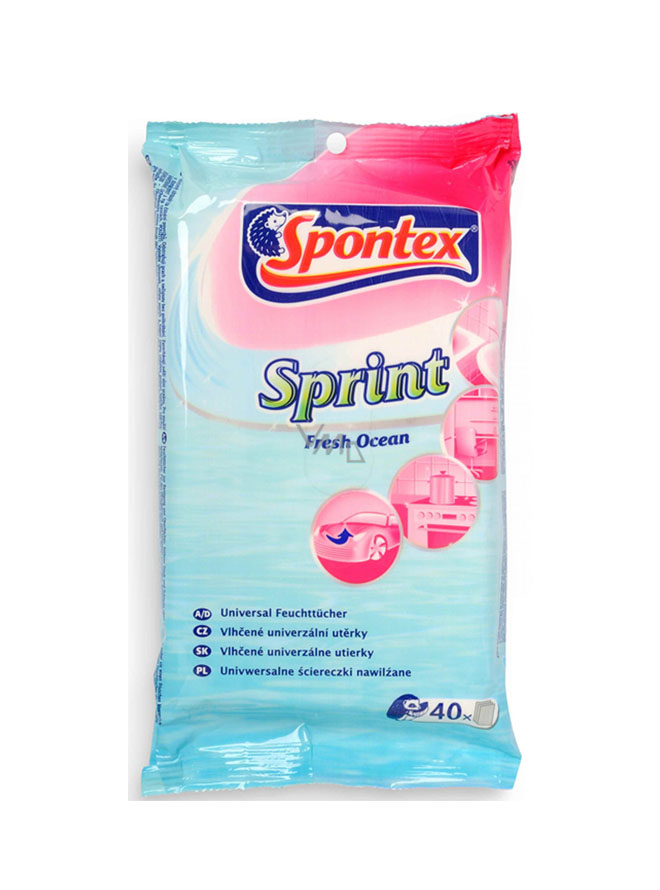 Spontex Sprint Fresh Ocean Wet Wipe 40Pcs