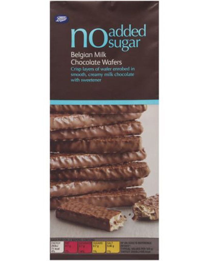 Boots No Added Sugar Belgian Milk Chocolate Wafers