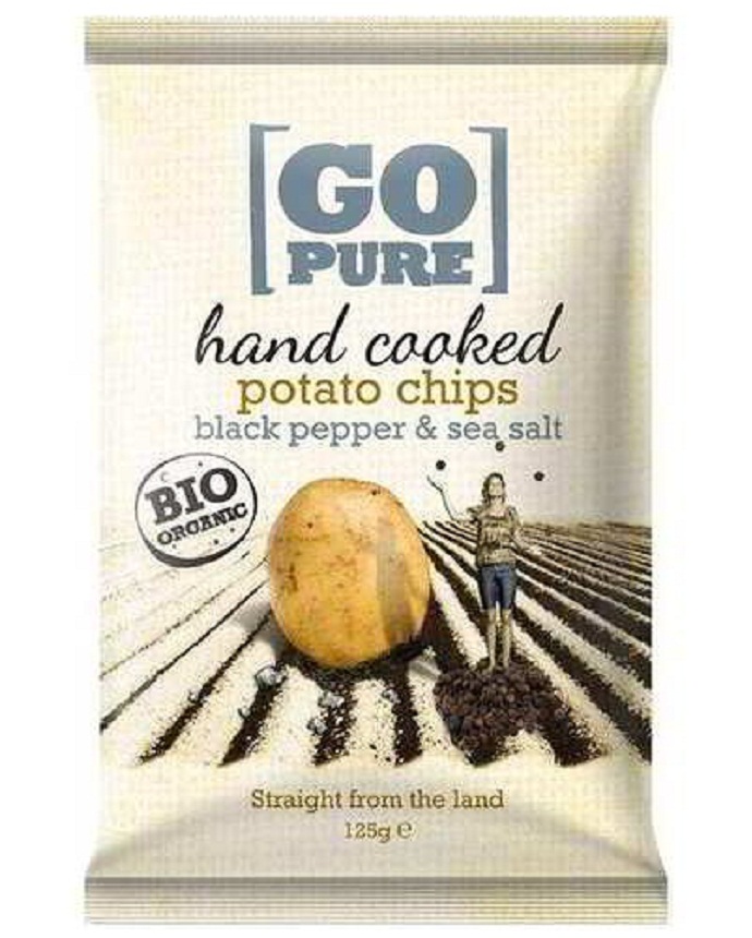 Go Pure Bio Organic Hand Cooked Chips Black Pepper & Sea Salt