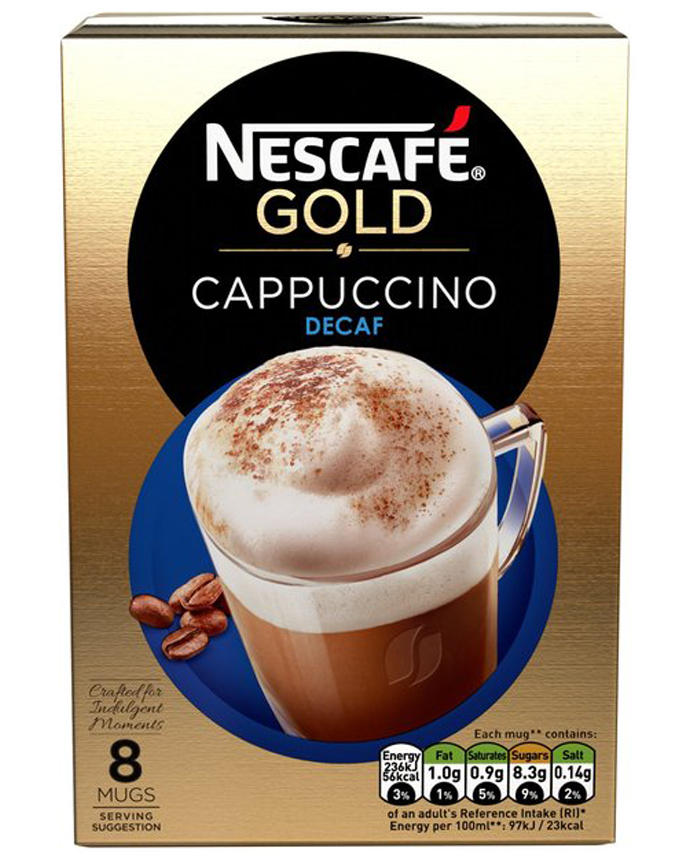 Nescafe Gold Cappuccino 8 Mug Decaf Coffee