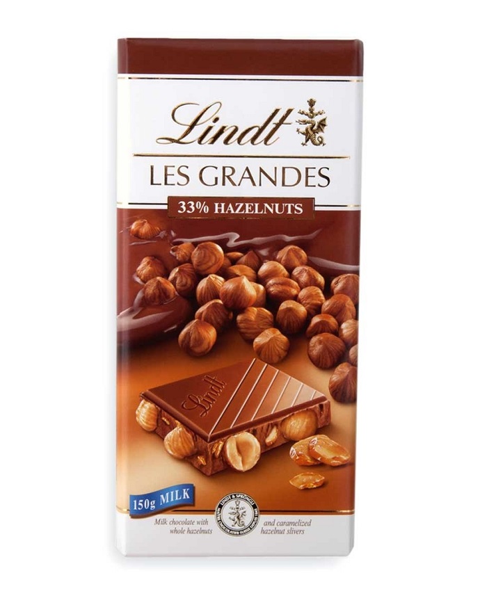 Lindt Les Grandes Milk Chocolate Bar 33% Milk Hazelnut 