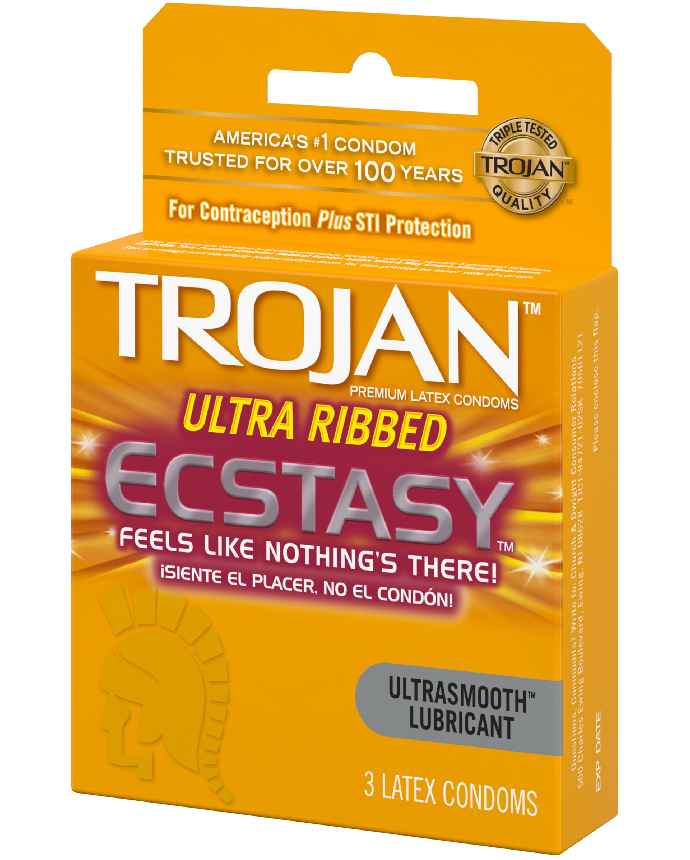 Trojan Ultra Ribbed Ecstasy 3 Latex Condoms 