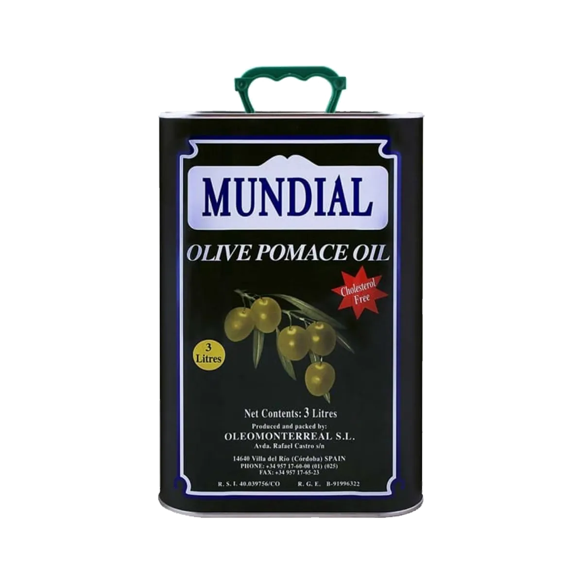 Mundial Pomace Olive Oil Tin, 3Ltr