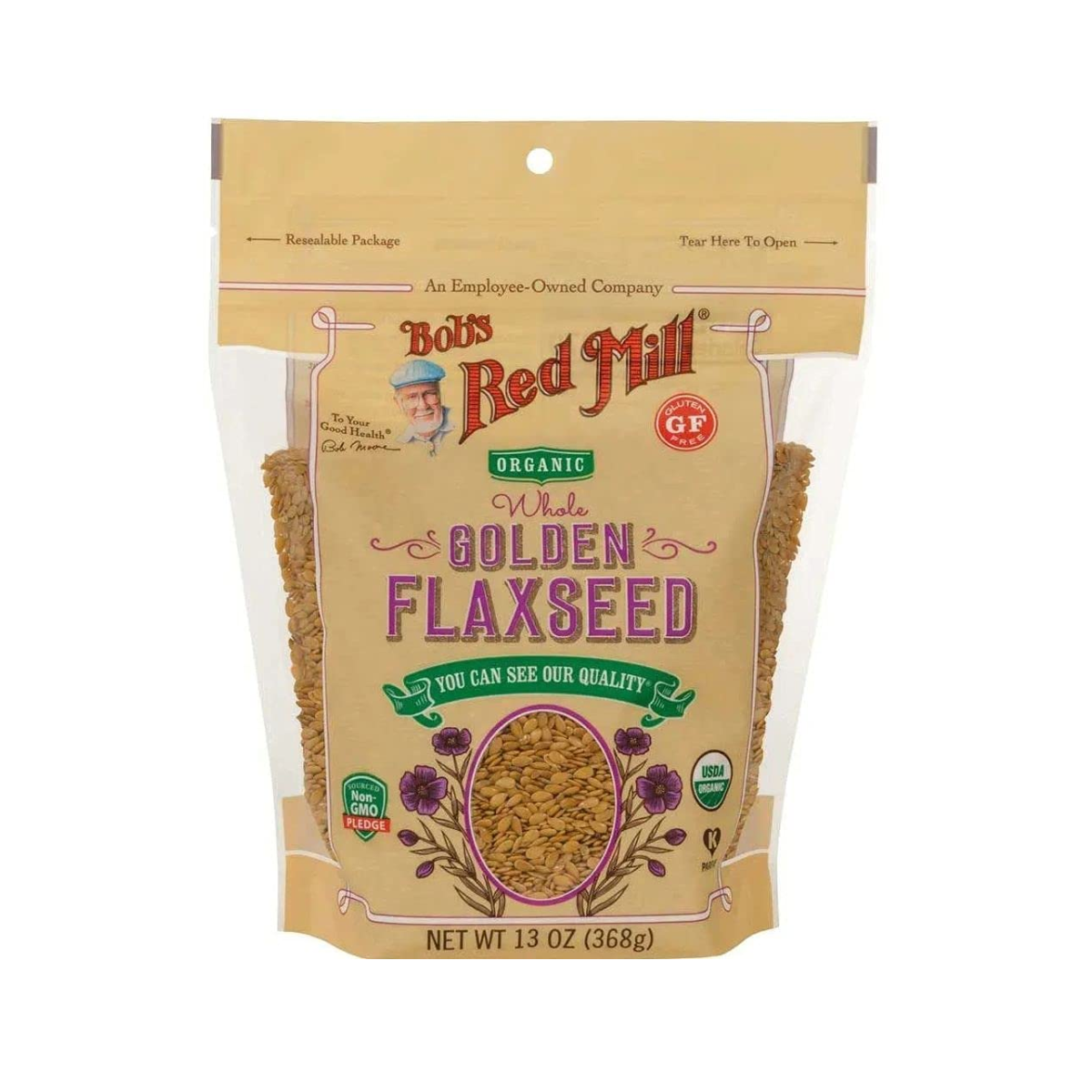 Bob's Red Mill, Organic Flaxseeds Golden, Case Of 4, 13 oz