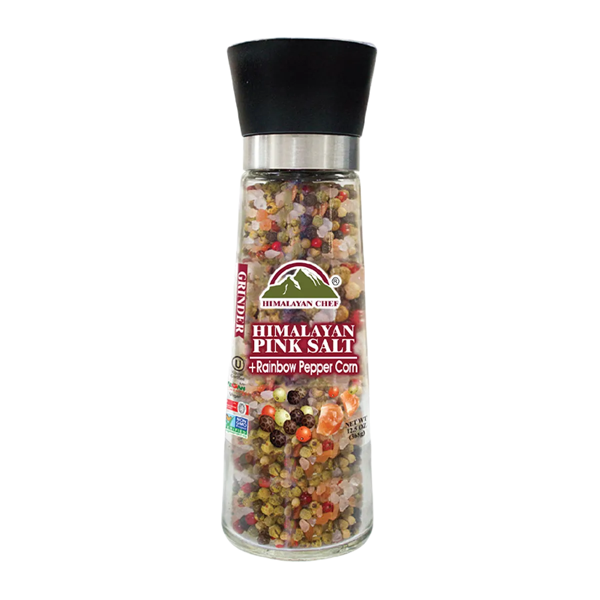 Himalayan Chef Pink Salt Grinder, Rainbow Pepper Corn 300gm