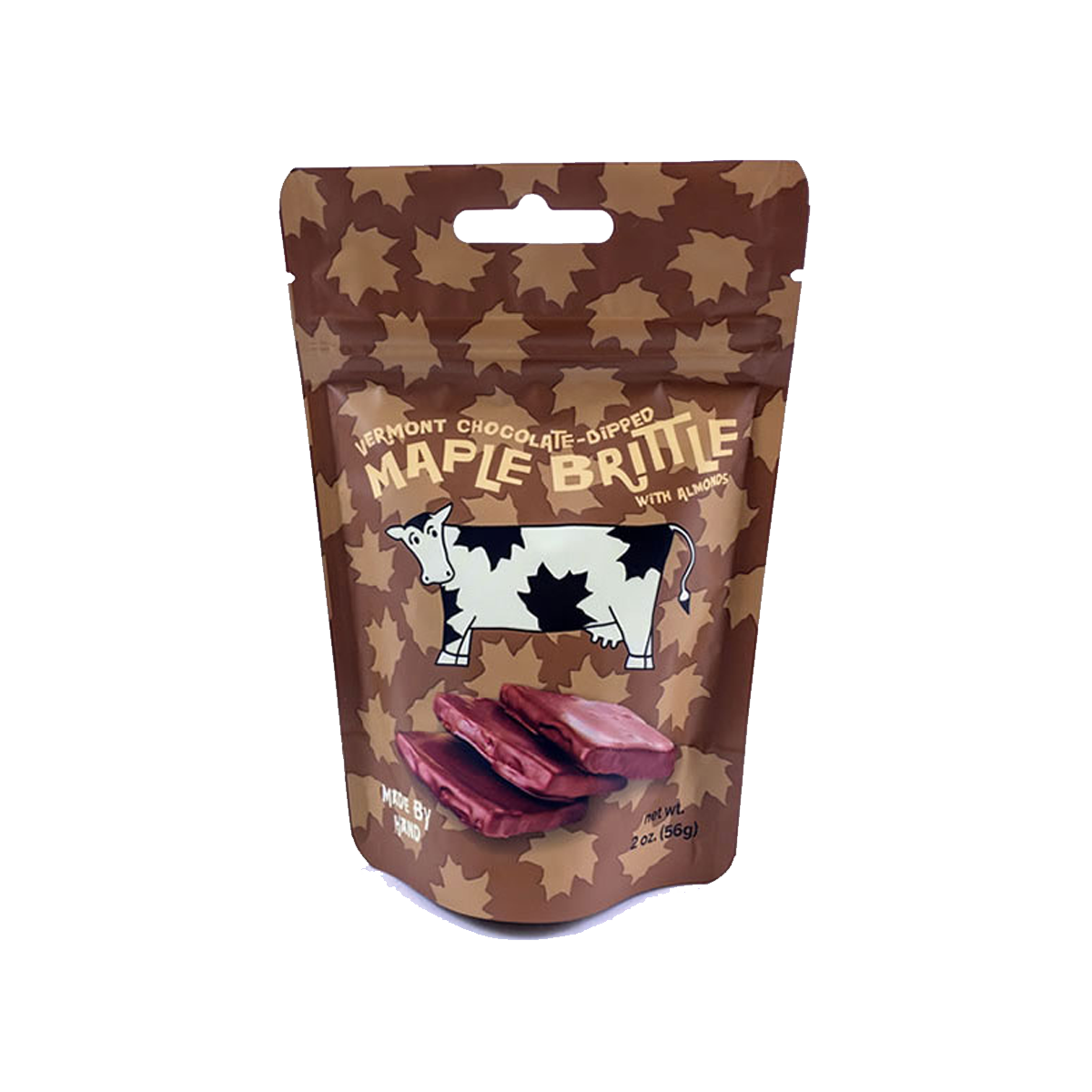 Sweet on Vermont - Chocolate-Dipped Maple Brittle with Almonds - Pouch - Case of 16 - 2 oz