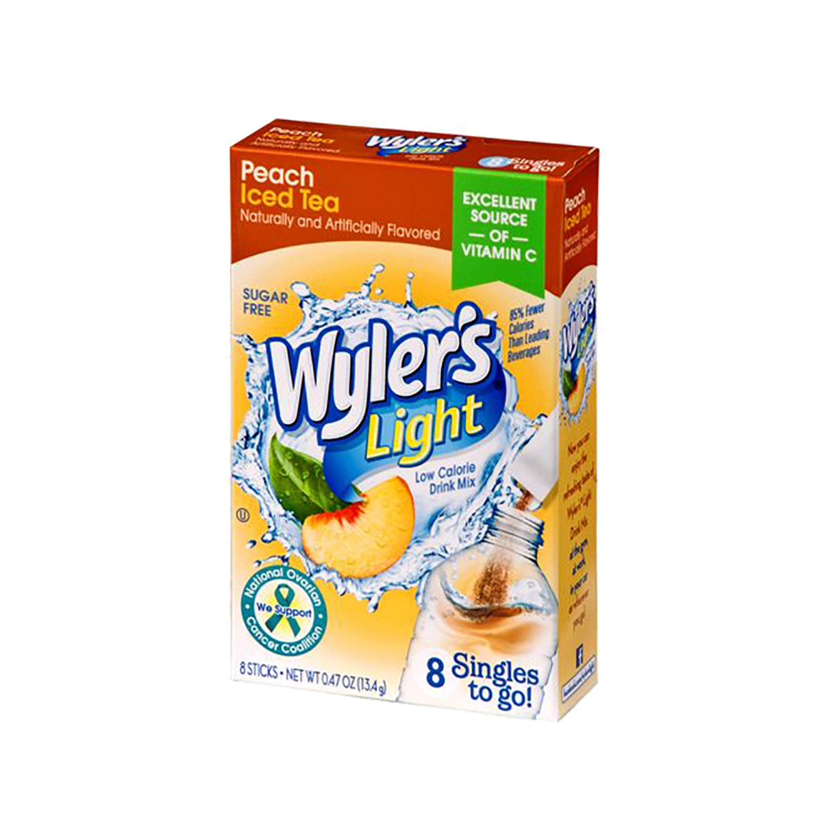Wyler's Light Singles To Go Powder Packets, Water Drink Mix, Peach Iced Tea, 16 Count