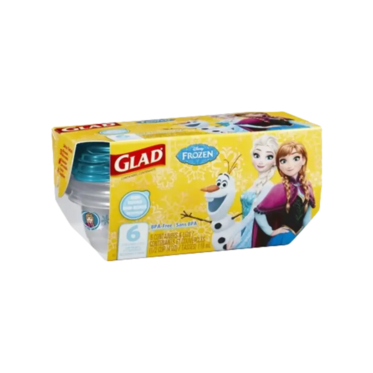 Glad Mini Round Containers Lids Disney Frozen 6/Ct 118Ml