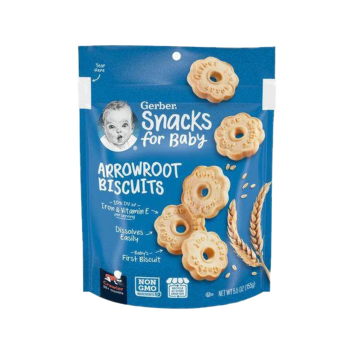 Gerber Arrowroot Biscuits Pouch 5.5Oz 155G