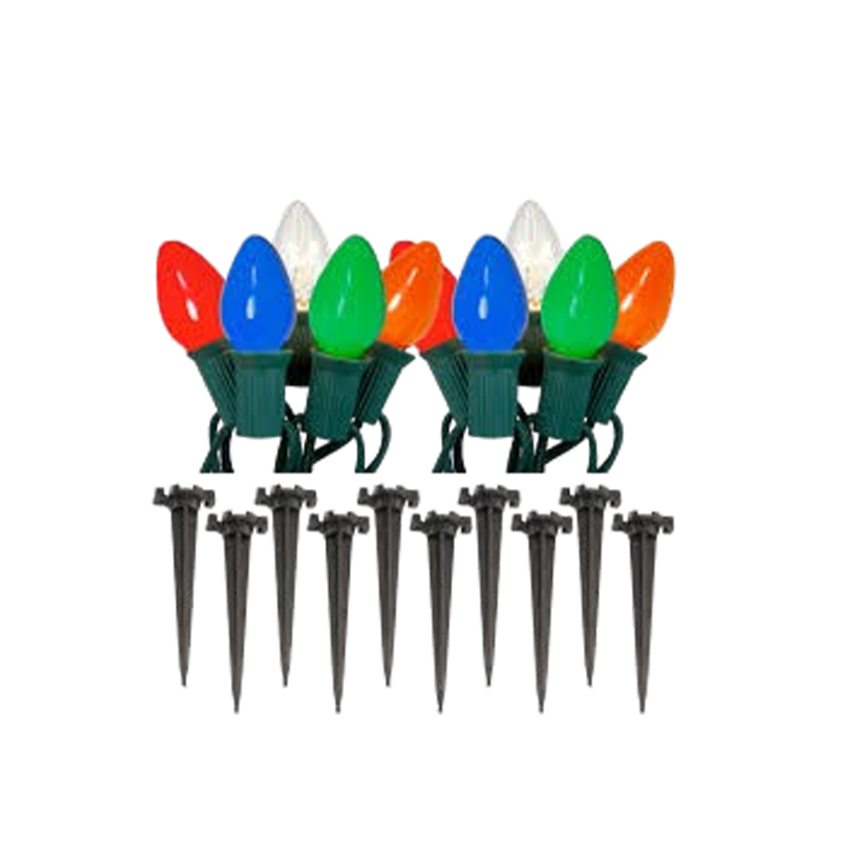 LumaBase Electric Pathway Lights with 10 Multicolor Bulbs,  360" x 1" x 8"